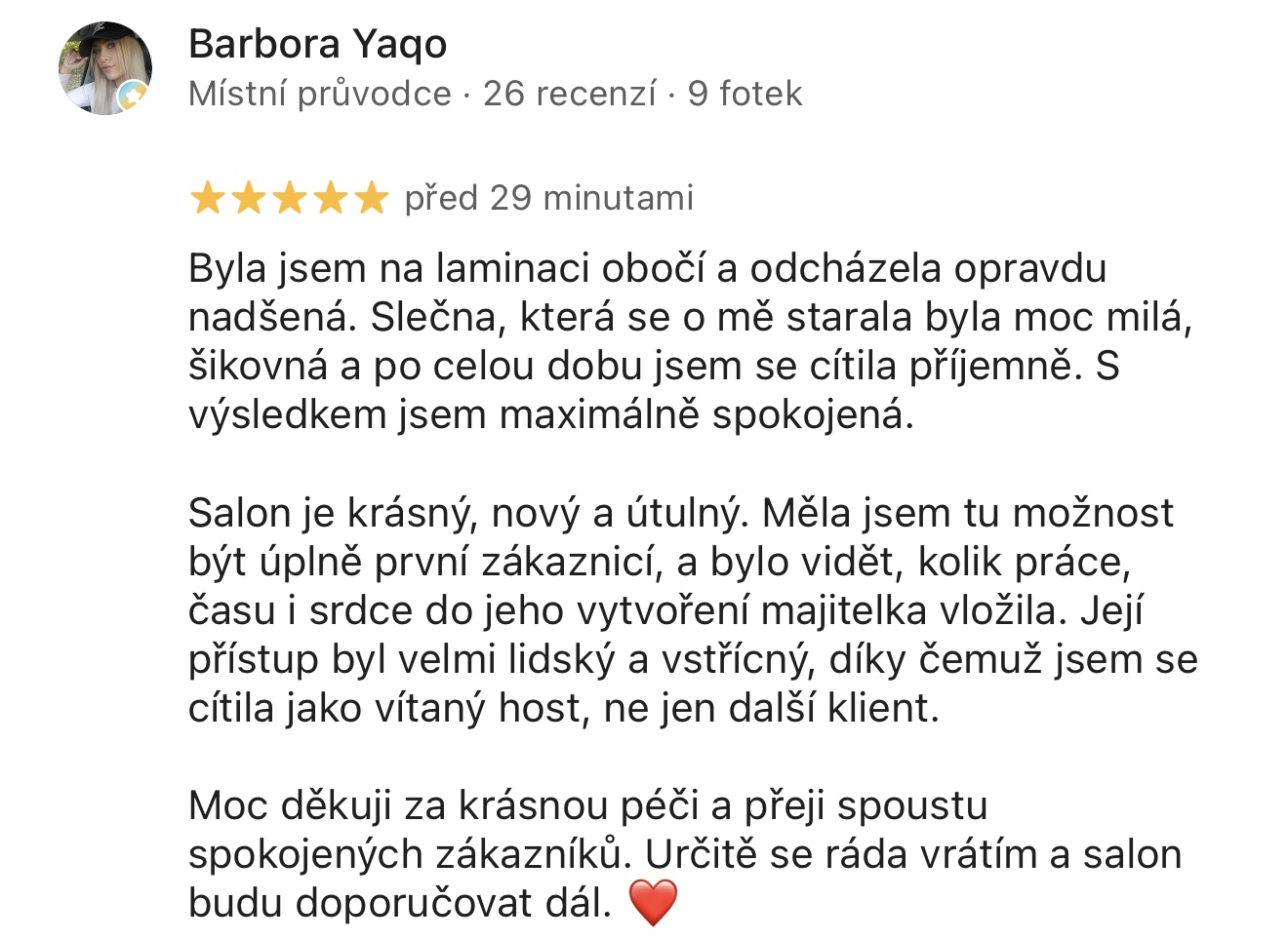 Recenze klientky 1